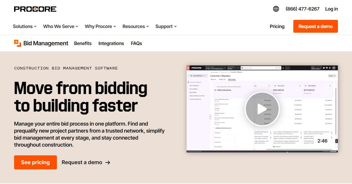 Bid Management by Procore - featured BIM software image